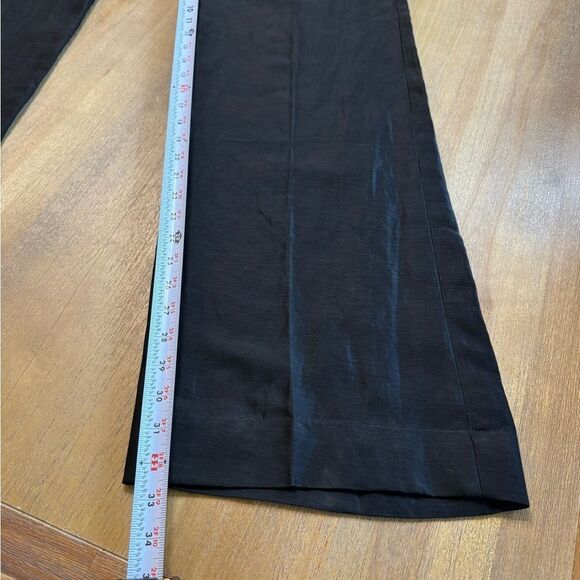 FRAME Wide Leg Linen Blend Trousers High Rise Black Size 8 - Picture 9 of 14